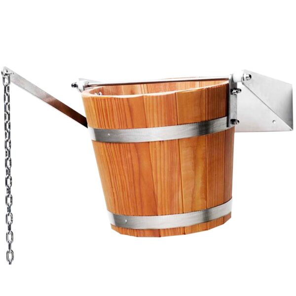 Stainless steel shower bucket in thermoasp wood