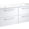 bathroom furniture 4 drawers, 2 sinks in shinning white and chrome handle