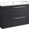 bathroom furniture 4 drawers and 2 sinks, in black oak