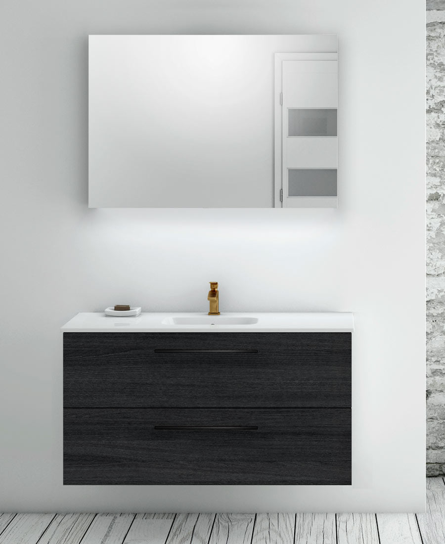 Sofia badeværelsesmøbel i sort eg med 2 skuffer