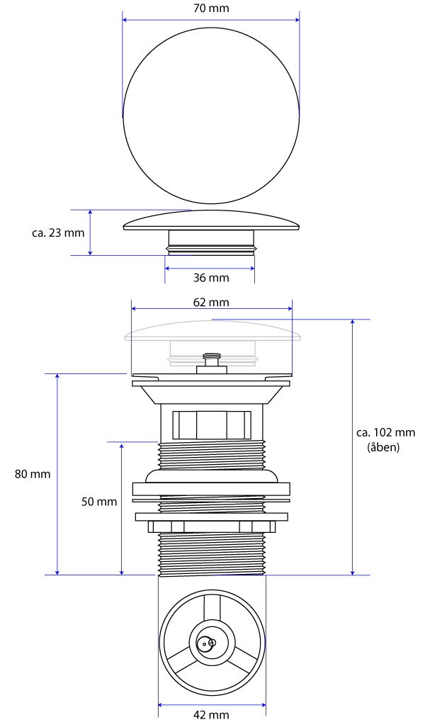 Válvula de desagüe con rebosadero externo, cromada - Fregadero - Imagen 2