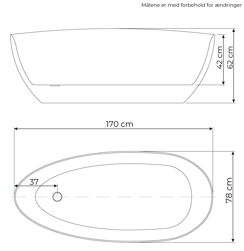 Rømø badekar, mat, 170 cm - Billede 4