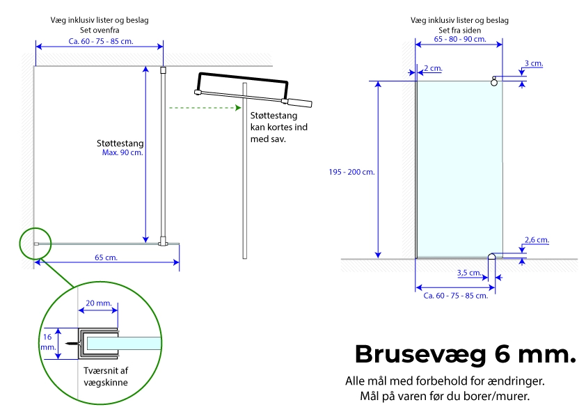 Classic Shower Wall 90X200cm Clear - Image 2