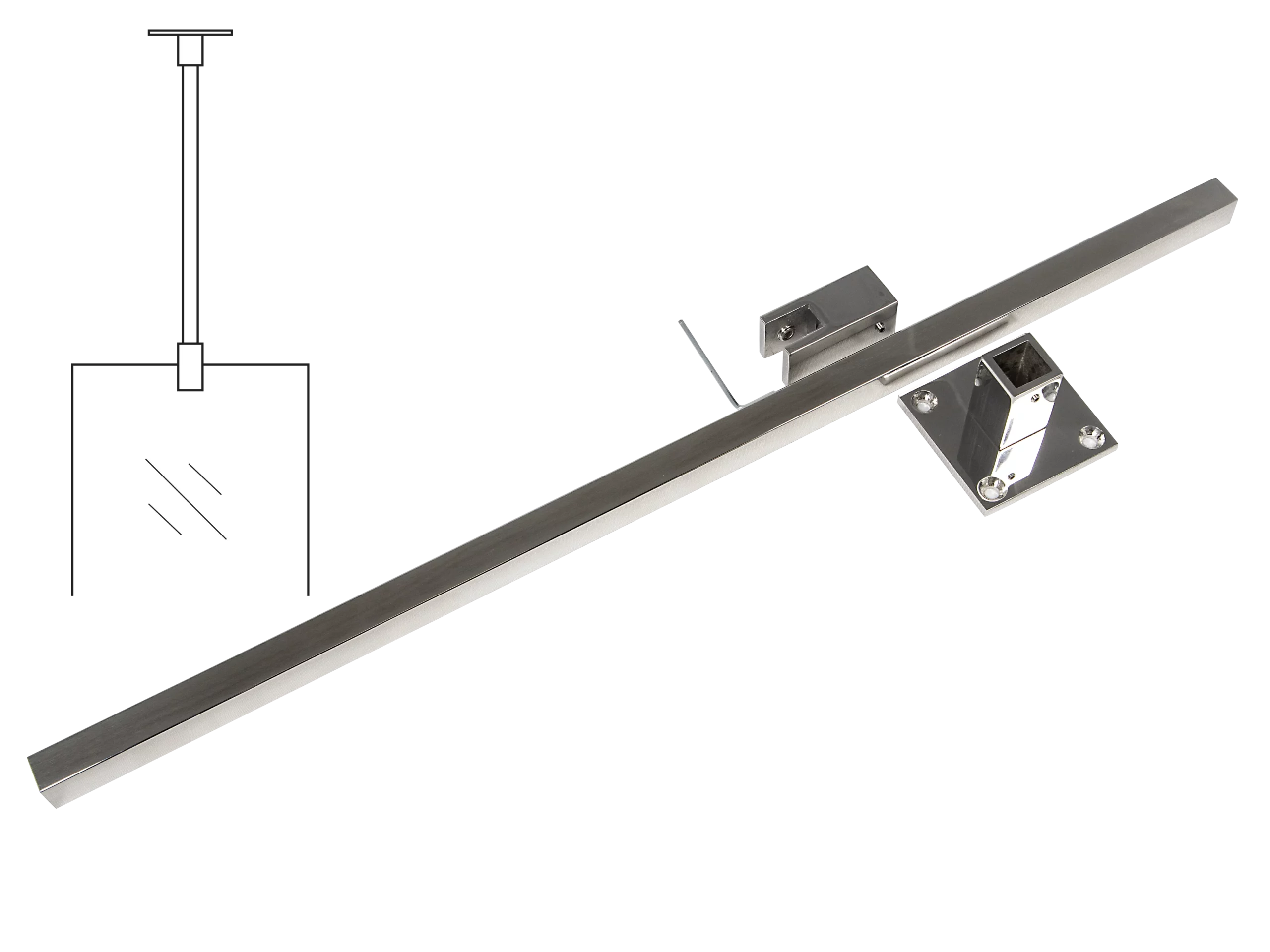 8435_Støttestang til loftmontage i krom