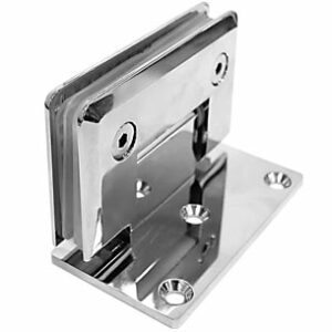 8717_8715_Bisagra para puerta de nicho en cromo. Soporte en L ajustable