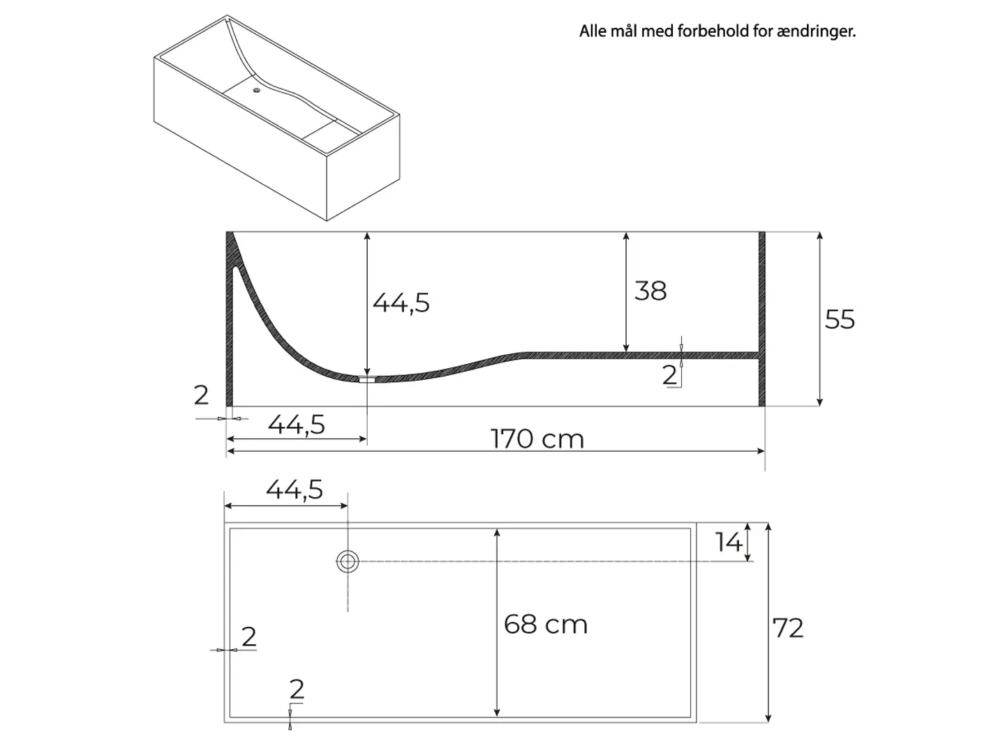Badia bathtub, 170 cm, RockSolid - Image 4