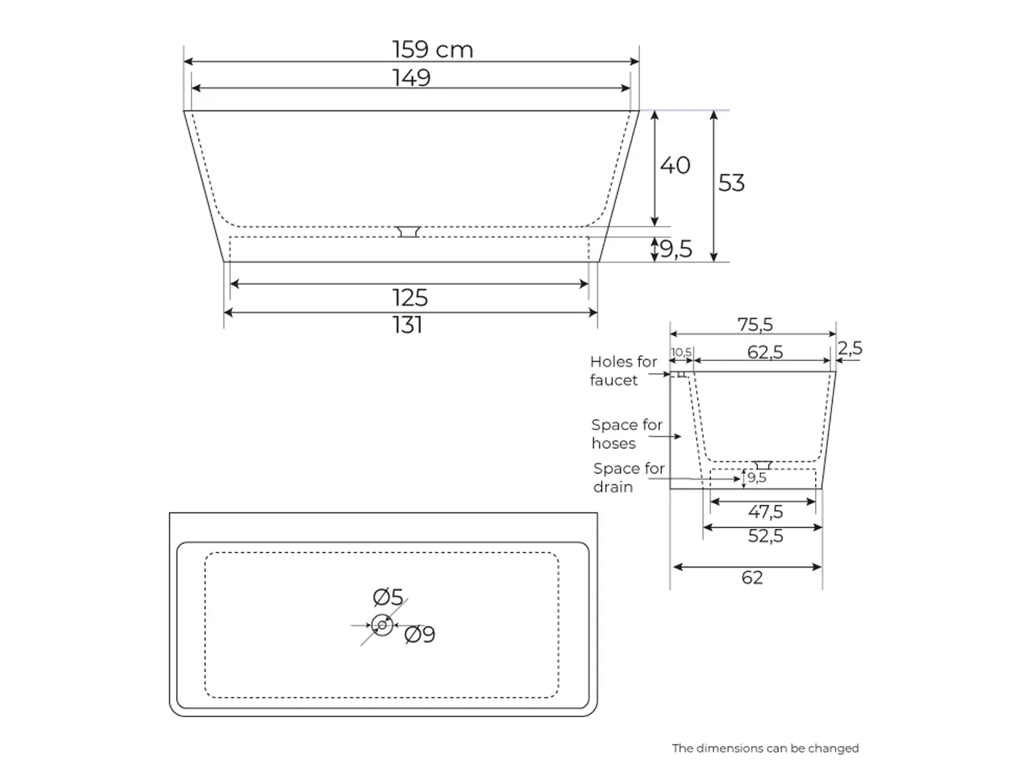 Palermo bathtub, RockSolid with faucet - Picture 3