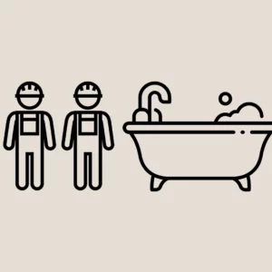 Installation of acrylic bathtub with the customer as an assistant