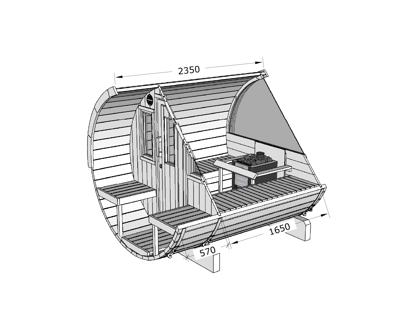 Sauna de barril exterior Tundra - Imagen 4