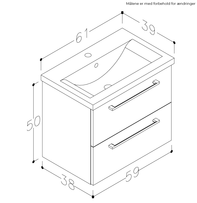 Scandic bathroom furniture, 2 drawers, 61 cm, GREY ASH - Image 2