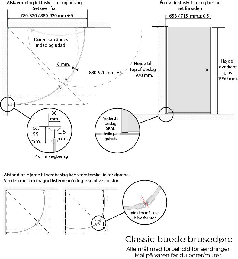 Classic afrundet brusehjørne, B: 90 × H: 195 cm - Billede 2
