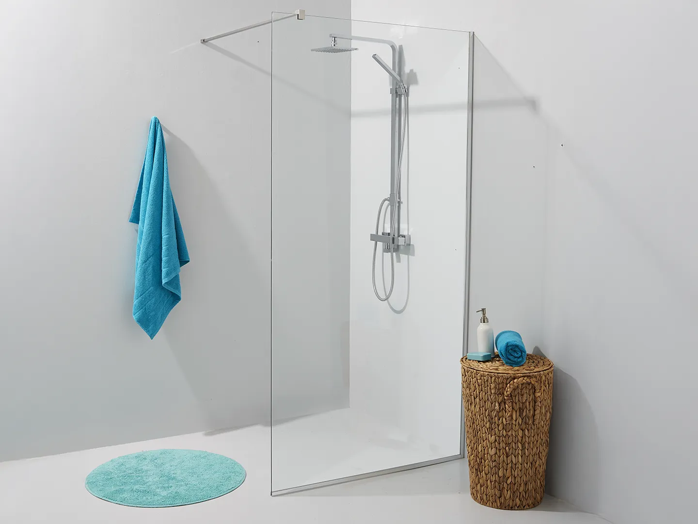 4024_ Pared de ducha de vidrio premium 100 x 200 cm, transparente 4024