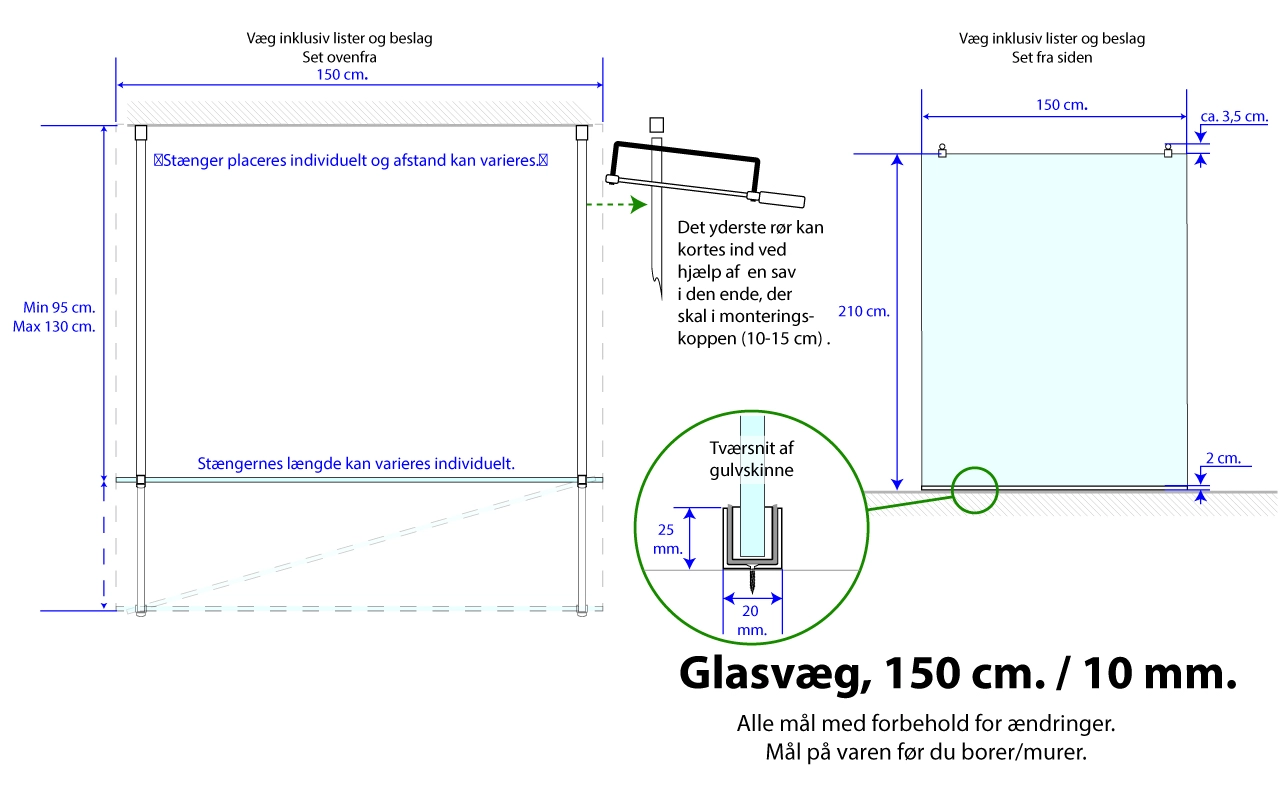 Shower wall, W: 150 x H: 210 cm (Complete set) - Image 5